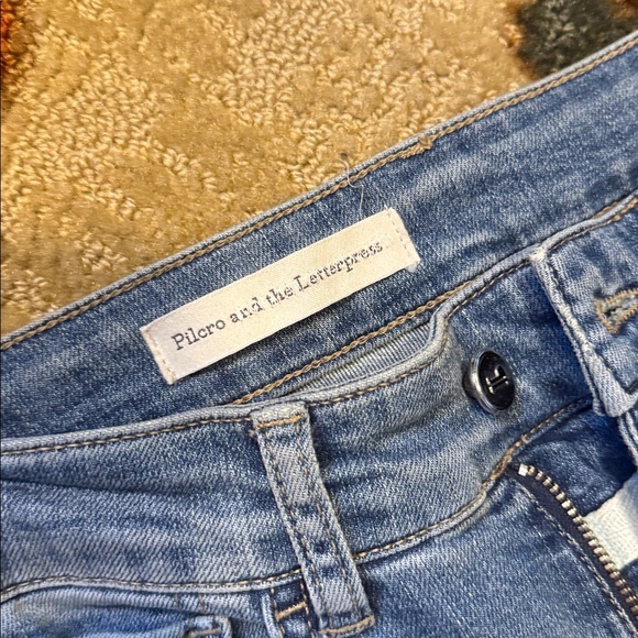 Anthro Pilcro Hyphen Raw Hem Mid Rise Pearl Jeans - Picture 11 of 13